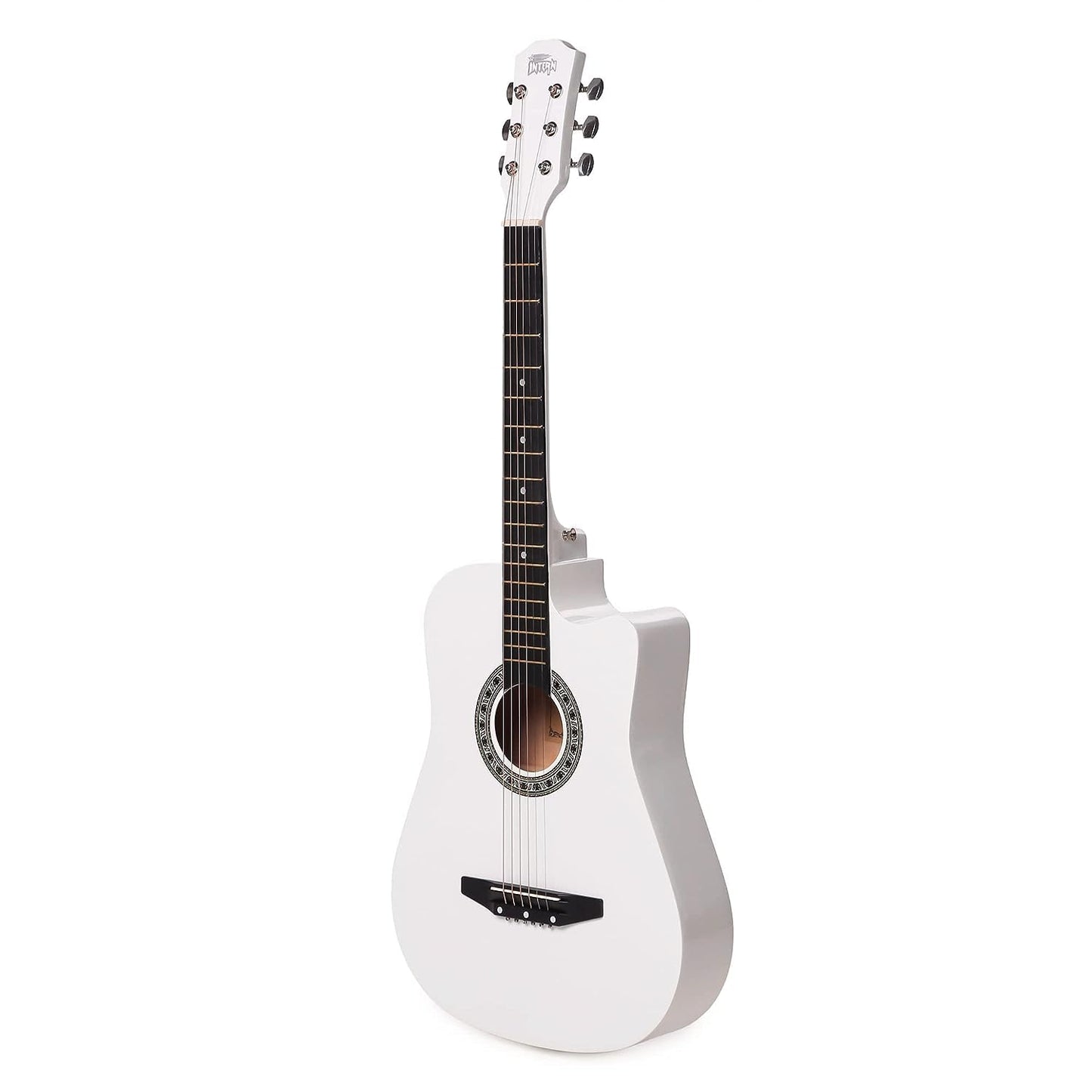 Intern 38C Acoustic Steel-String Guitar (White) with Bag, Strap & Picks