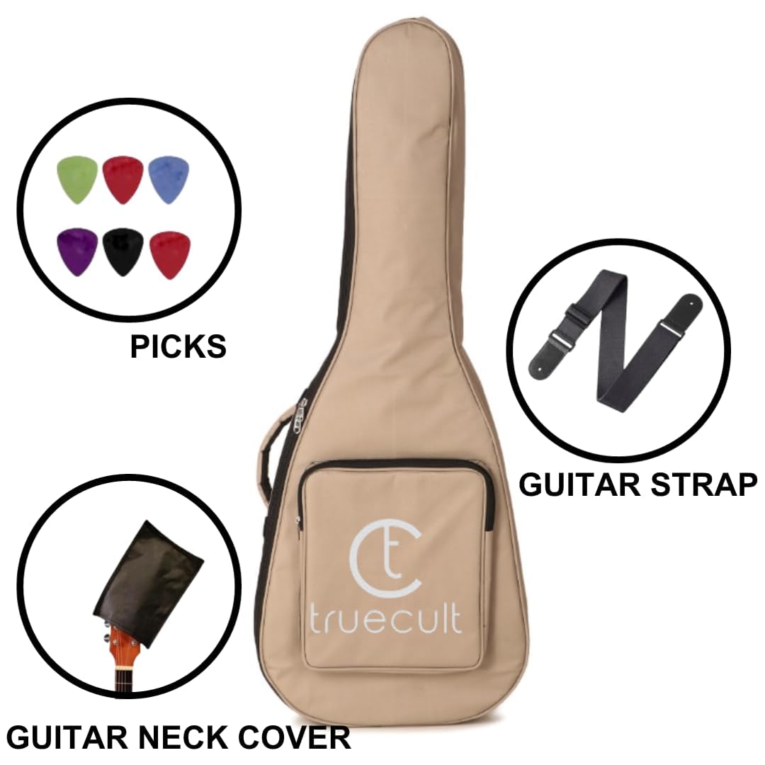 True Cult Acoustic Guitar Bag for 38-42" Guitar | Padded, Waterproof, Lightweight Travel Gig Case | Cream