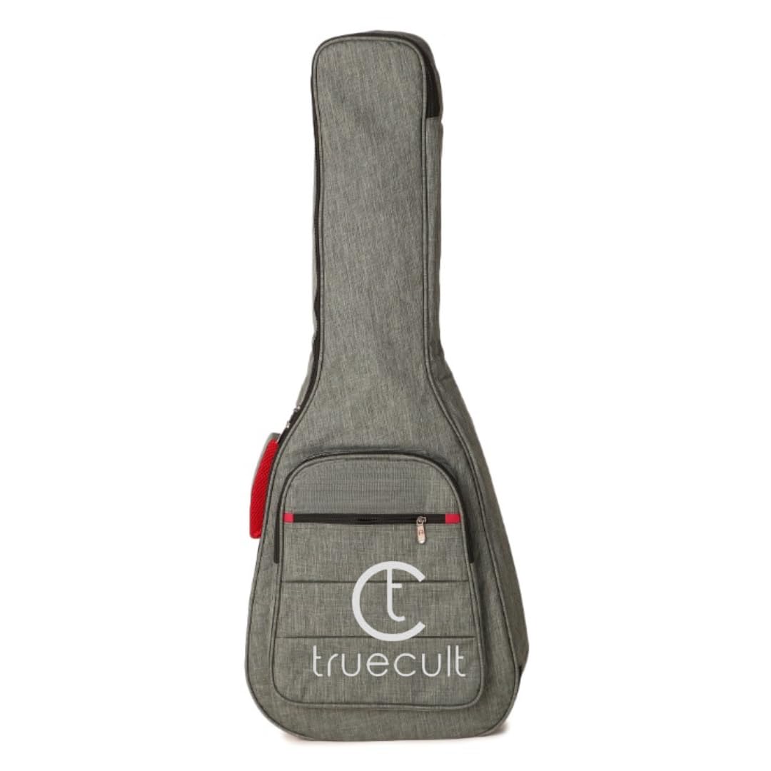True Cult Acoustic Guitar Bag (Grey/Red) – Fits 38"-42" guitars, durable and protective.