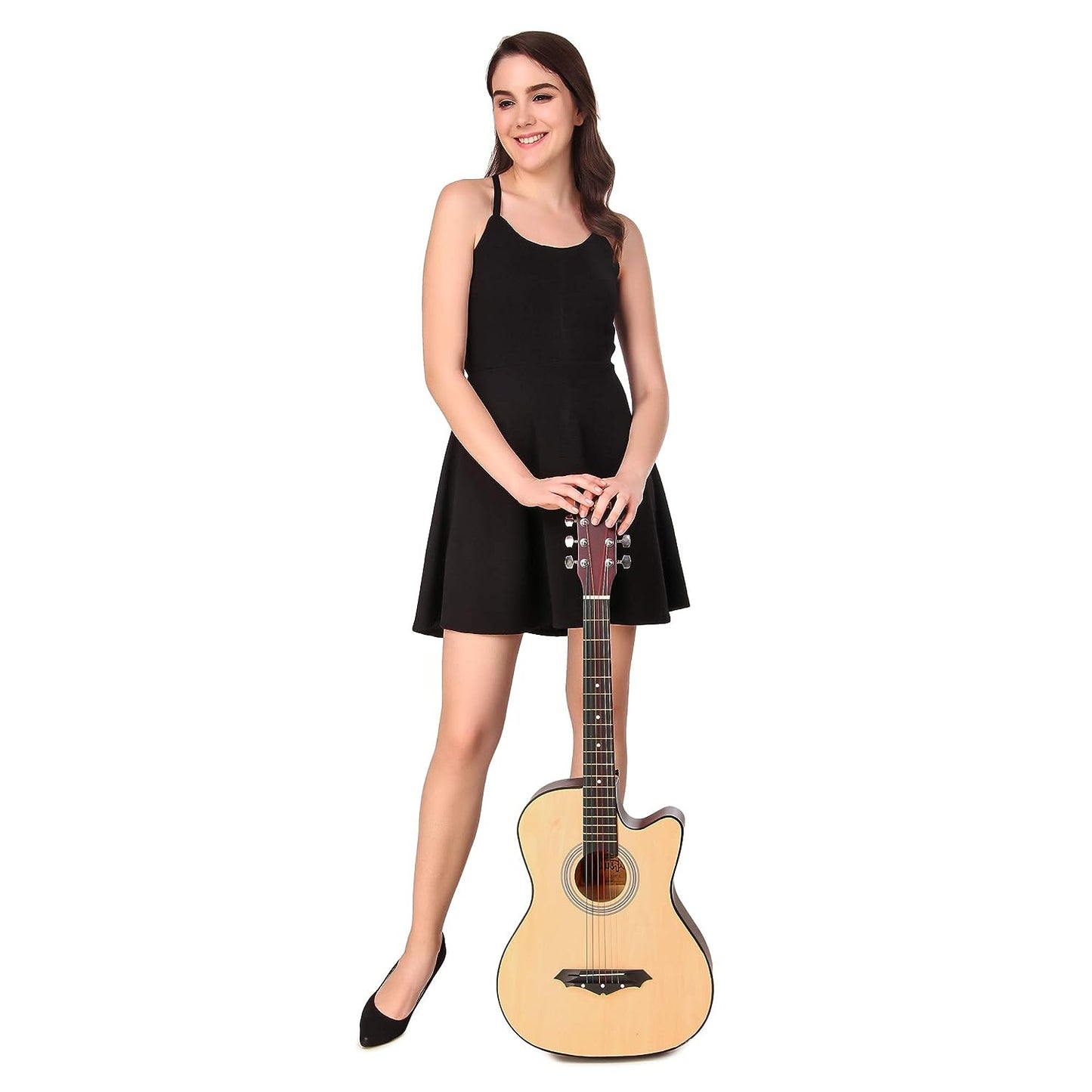 Intern INT-38C Acoustic Guitar – Natural Finish with Bag & Picks