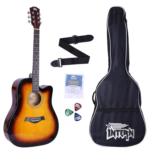 INTERN 41" Acoustic Guitar - Series | Sunburst Color Acoustic Guitar with Picks, Strap, String and Bag