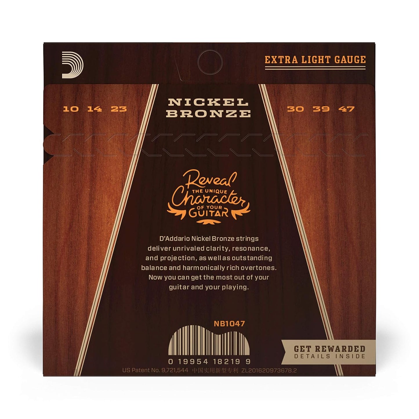 D'Addario NB1047 Nickel Bronze Acoustic Guitar Strings, Extra Light