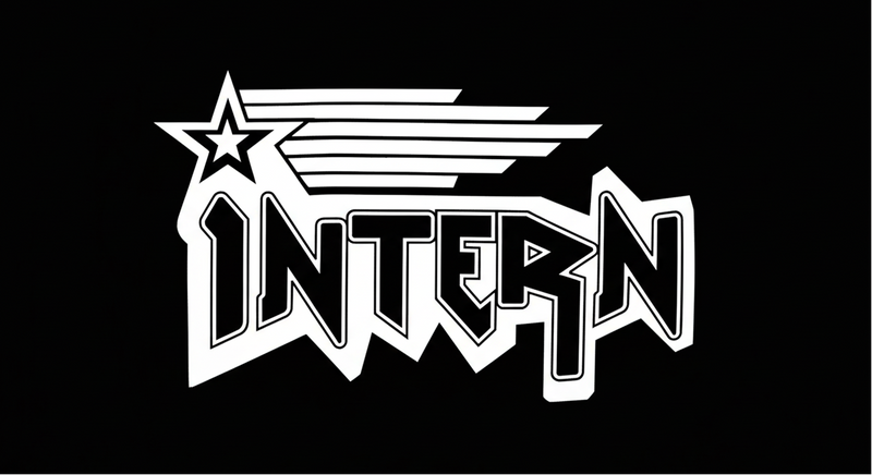 Black and white logo with the word 'INTERN' on a black background
