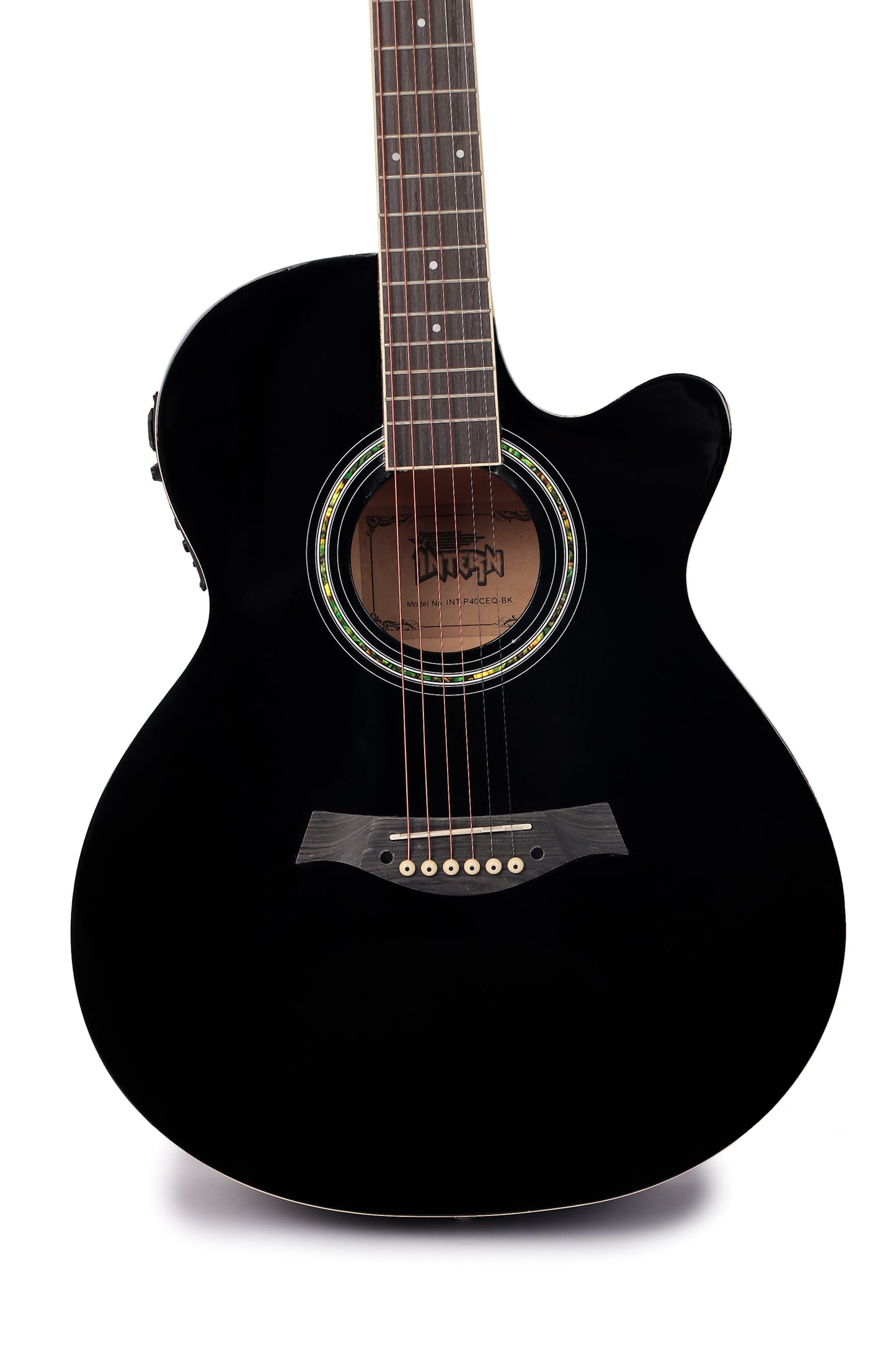 INTERN 40" Electric Acoustic Black Guitar With EQ, Set Of Strings, Strap, Picks And Bag