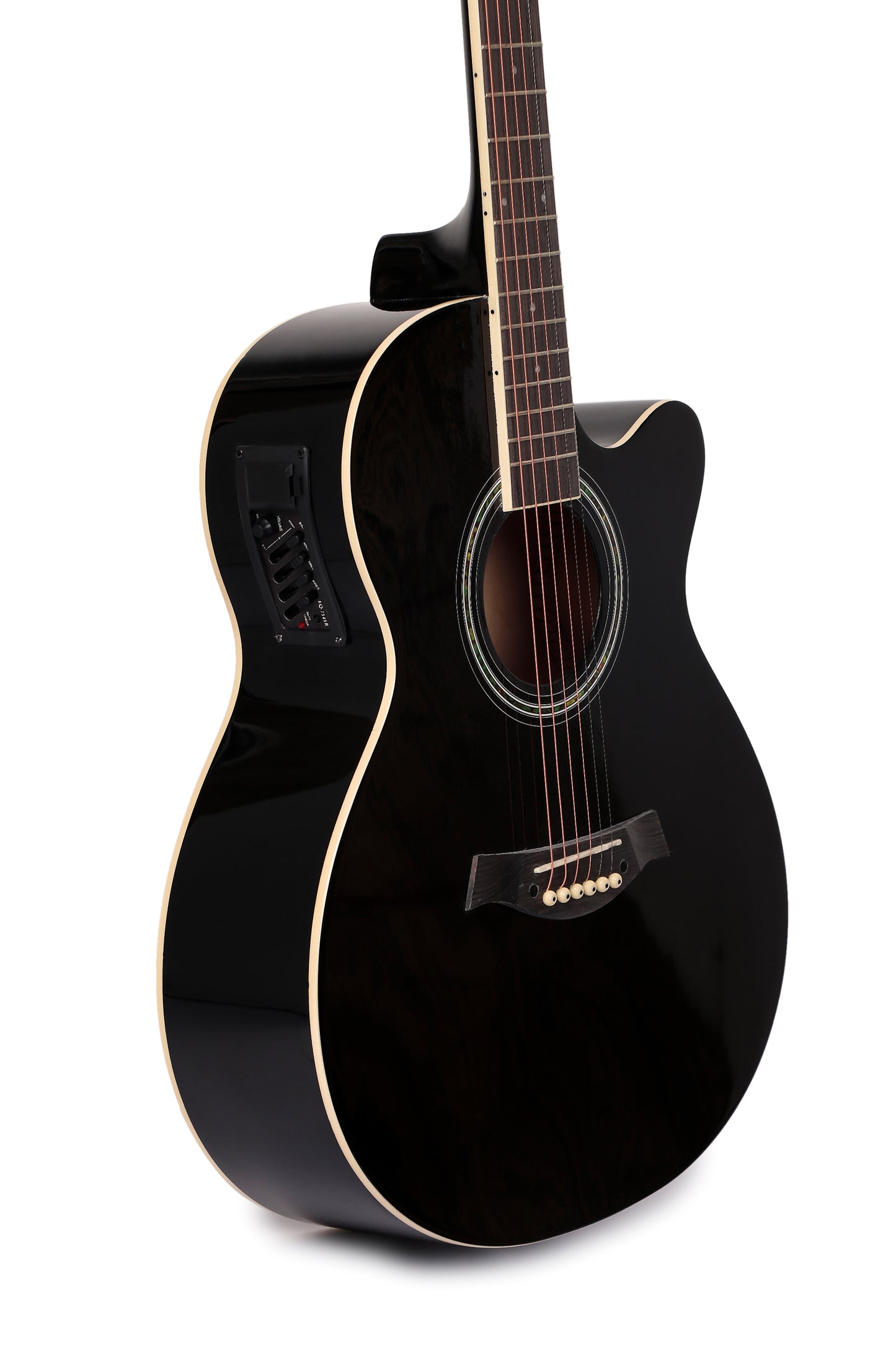 INTERN 40" Electric Acoustic Black Guitar With EQ, Set Of Strings, Strap, Picks And Bag
