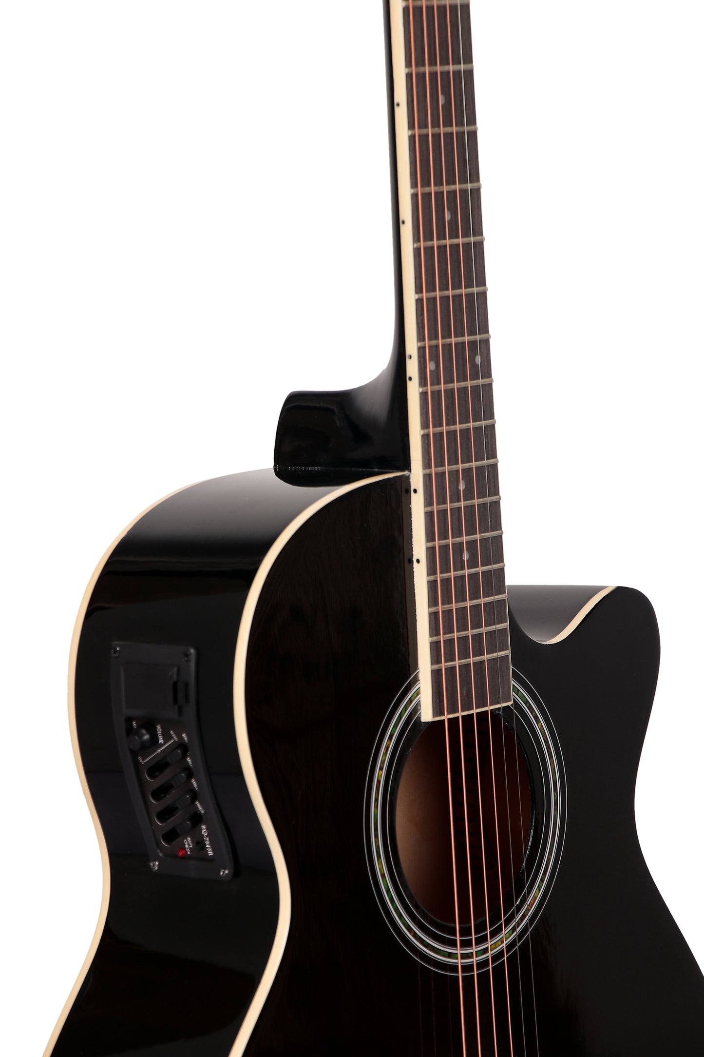 INTERN 40" Electric Acoustic Black Guitar With EQ, Set Of Strings, Strap, Picks And Bag
