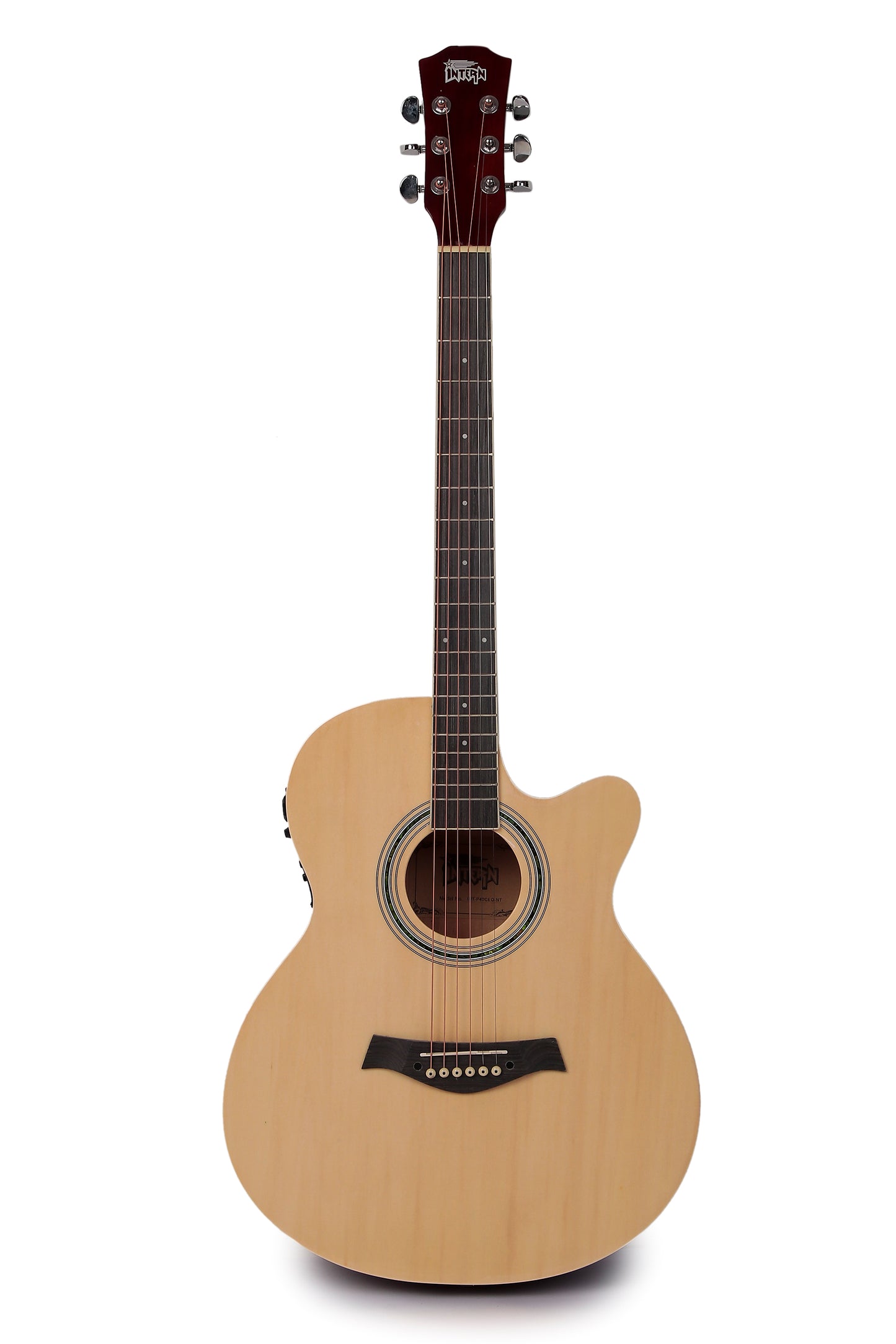 INTERN 40" Electric Acoustic Natural Guitar With EQ, Set Of Strings, Strap, Picks And Bag