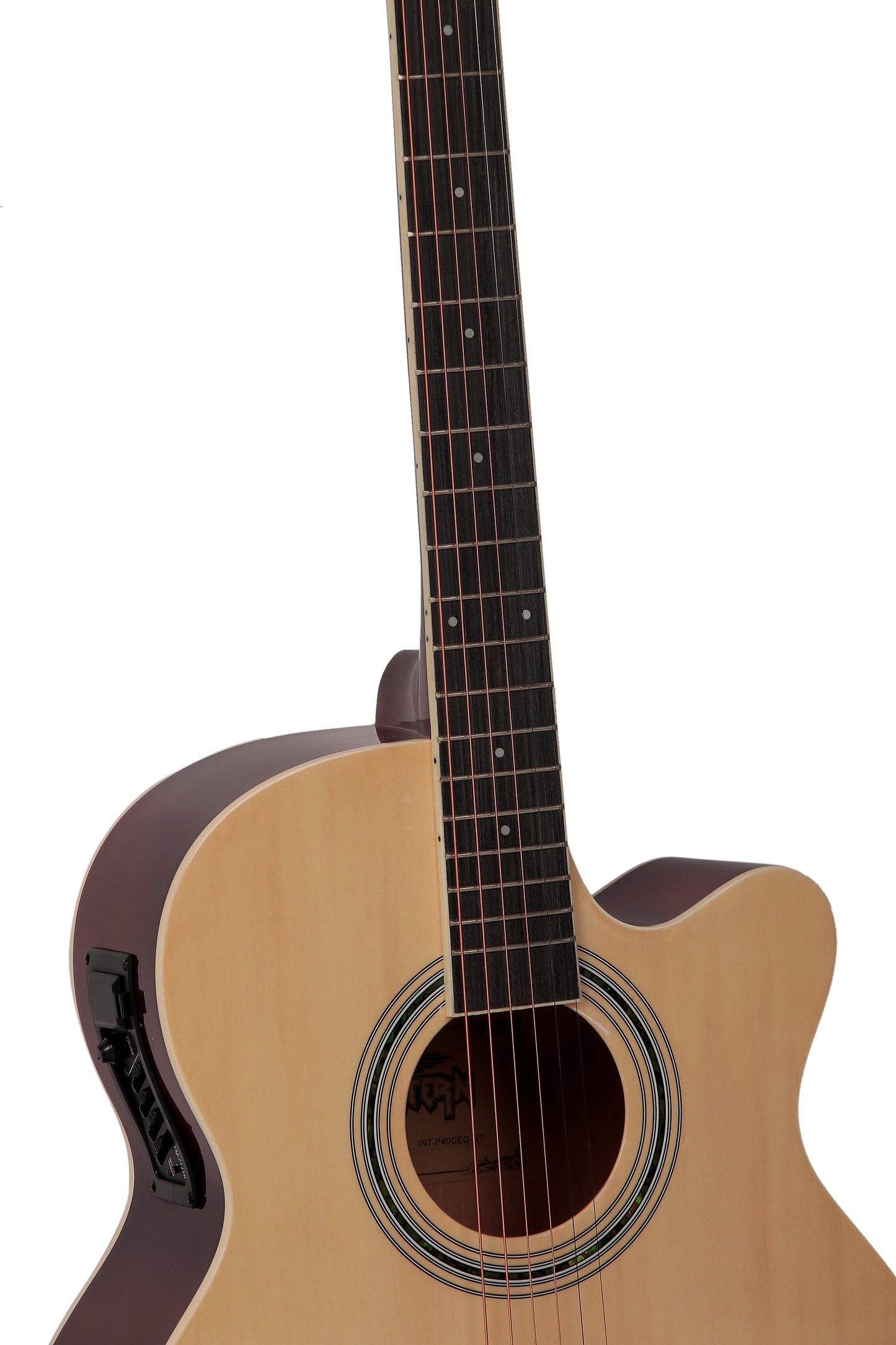 INTERN 40" Electric Acoustic Natural Guitar With EQ, Set Of Strings, Strap, Picks And Bag