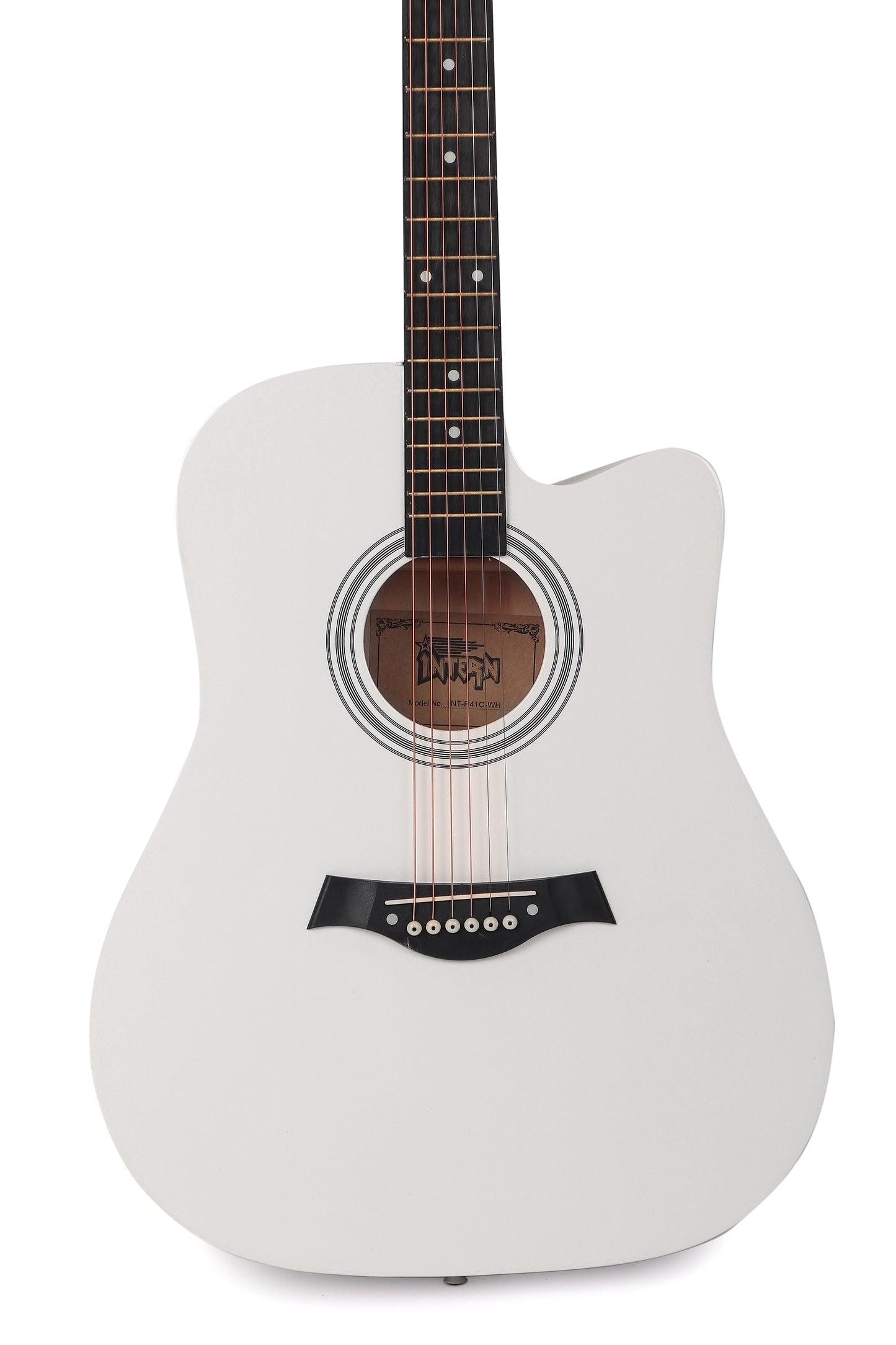 INTERN 40" Electric Acoustic White Guitar With EQ, Set Of Strings, Strap, Picks And Bag