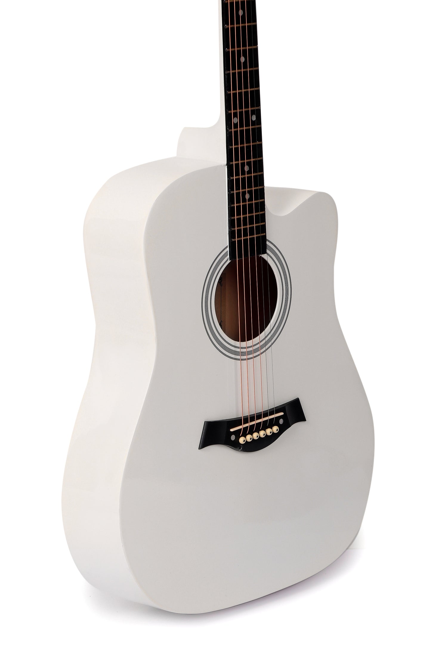 INTERN 40" Electric Acoustic White Guitar With EQ, Set Of Strings, Strap, Picks And Bag