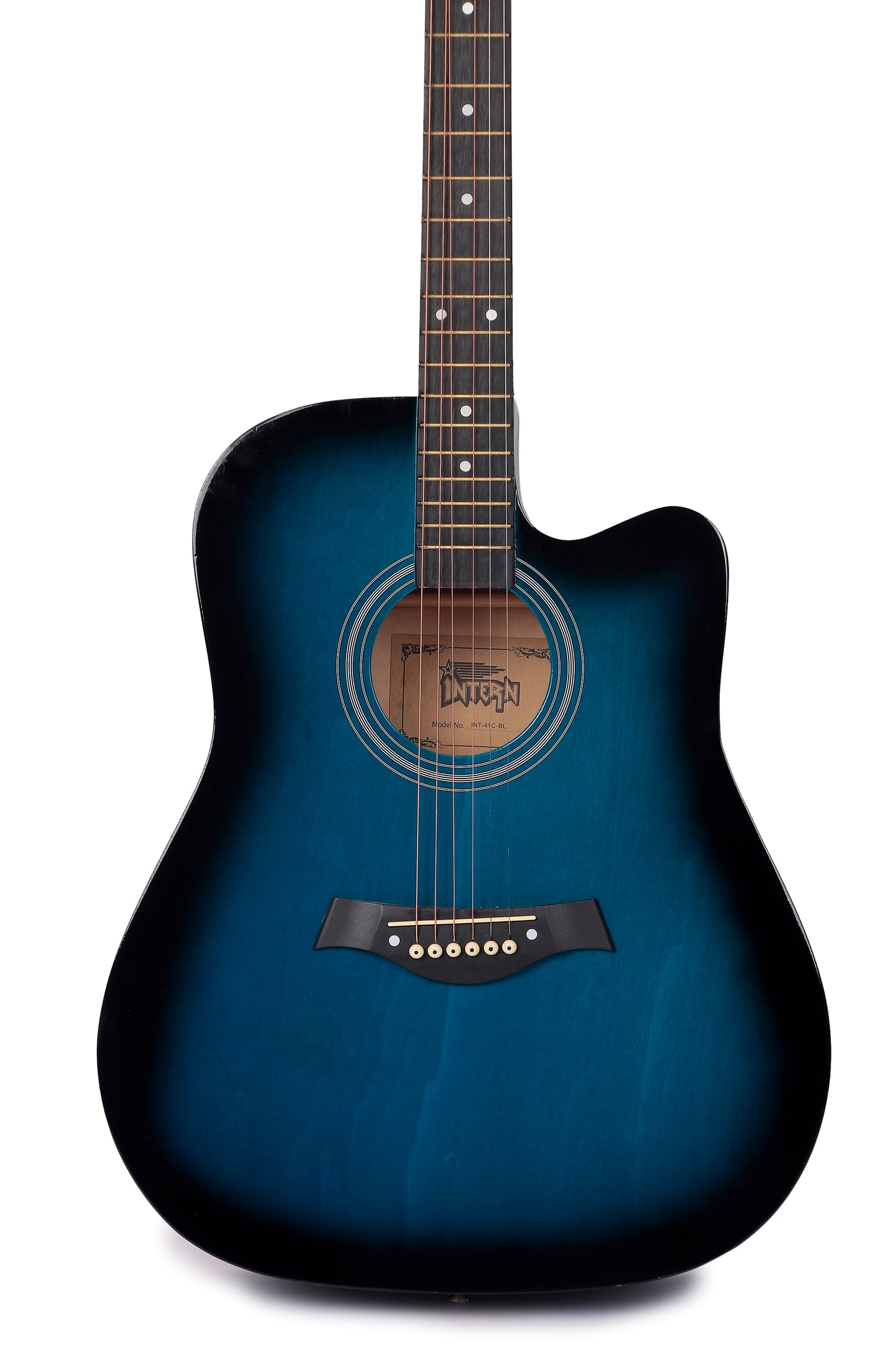 Intern 41" Cutaway 41-inch Acoustic Blue Guitar with Truss Rod | Premium Wood Build for Superior Tone & Durability | Best Bend Resistance & Tonal Stability | Includes Plectrums