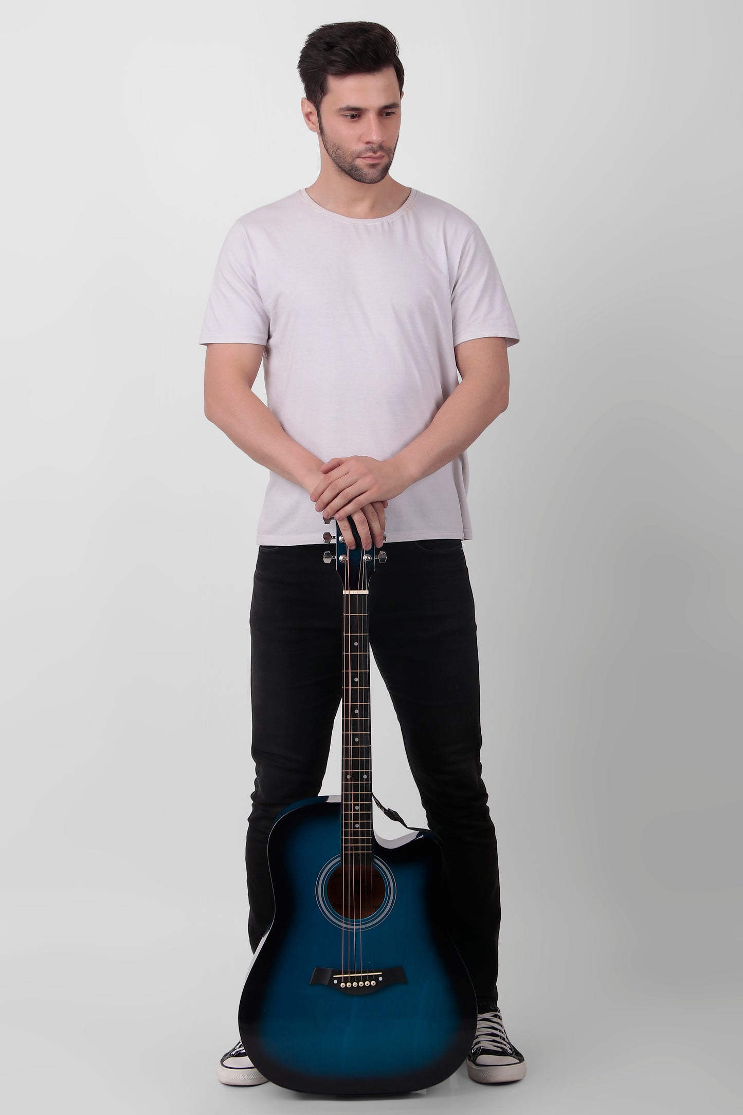 Intern 41" Cutaway 41-inch Acoustic Blue Guitar with Truss Rod | Premium Wood Build for Superior Tone & Durability | Best Bend Resistance & Tonal Stability | Includes Plectrums