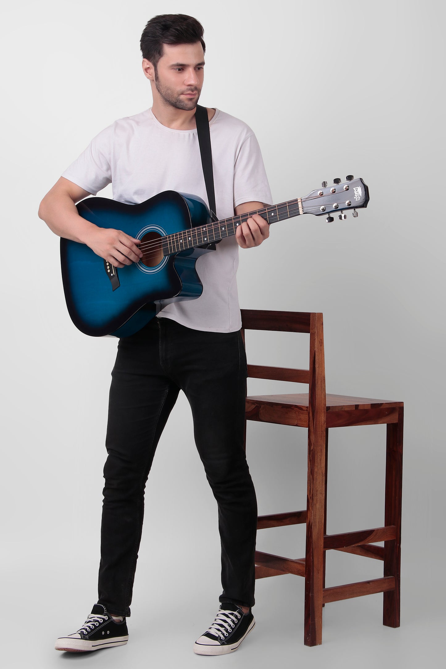 Intern 41" Cutaway 41-inch Acoustic Blue Guitar with Truss Rod | Premium Wood Build for Superior Tone & Durability | Best Bend Resistance & Tonal Stability | Includes Plectrums