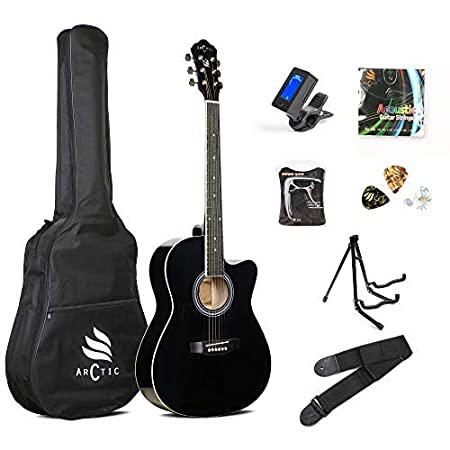 ARCTIC Sky Series 39" Guitar Ultra Pack with Bag, Picks, Stand, Tuner (Black)