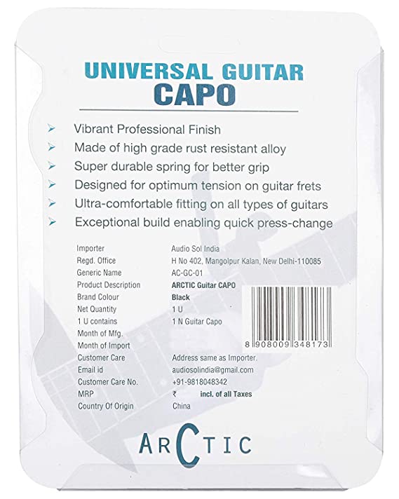 Arctic One-Handed Trigger Guitar Capo for Ukulele & Guitars (Assorted)