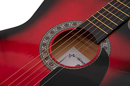 Intern INT-38C Acoustic Guitar Set - Red Glossy Finish