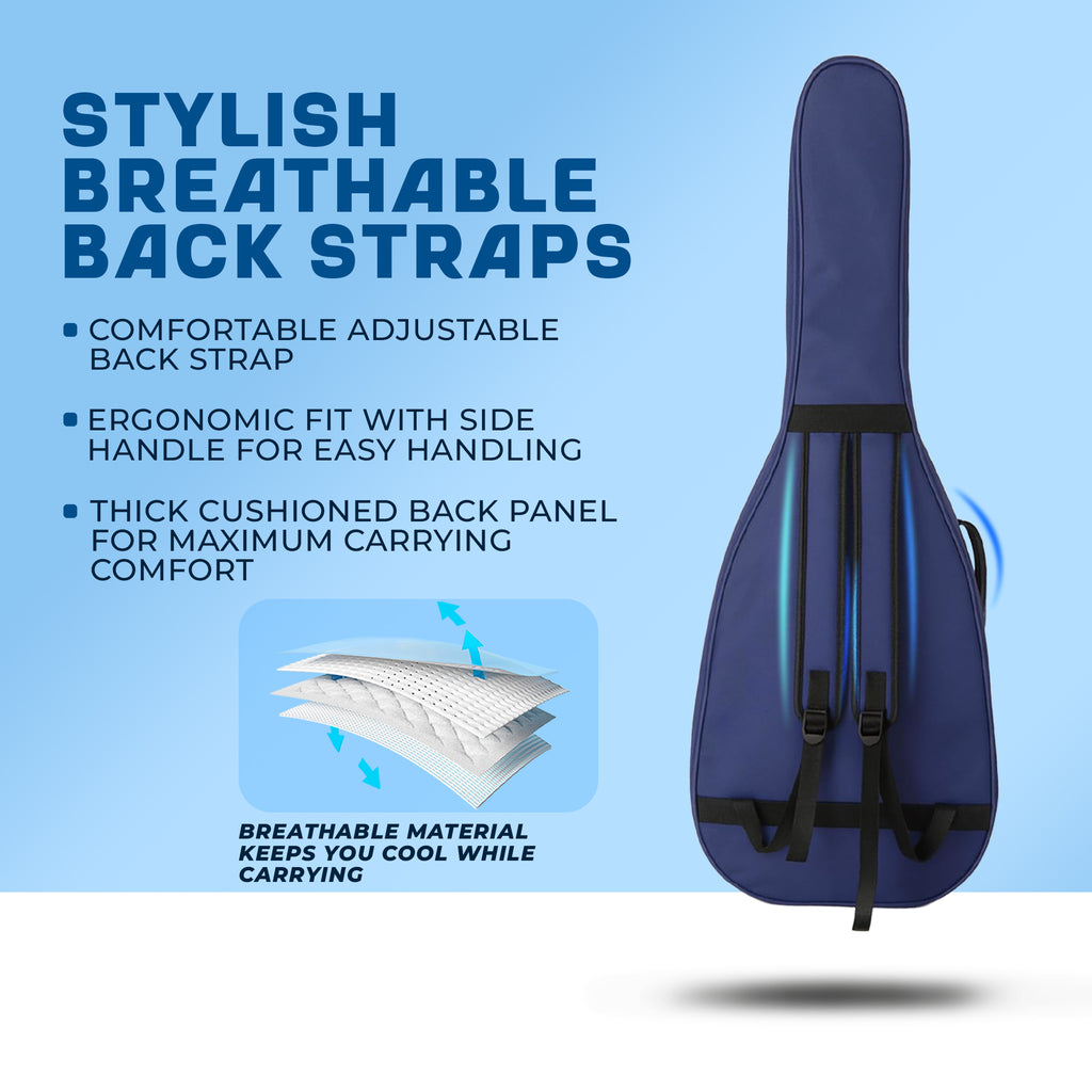 True Cult Acoustic Guitar Bag for 38-42" Guitar | Padded, Adjustable, Travel Gig Case | Navy Blue