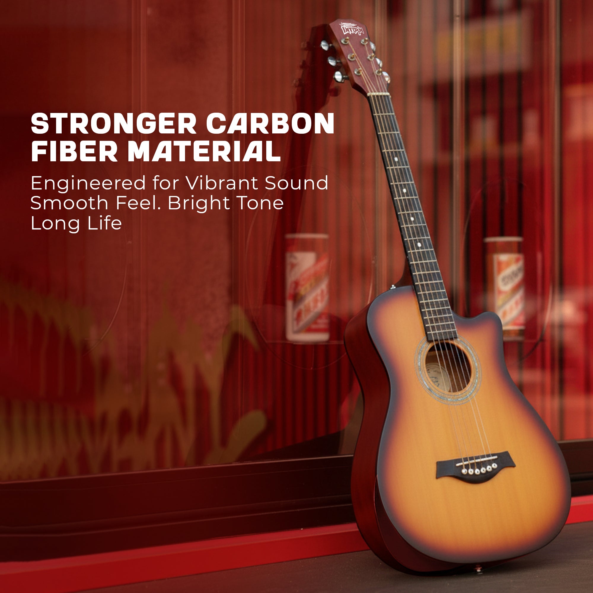 Intern 38 Inch Carbon Fibre Acoustic Guitar - Sunbrust