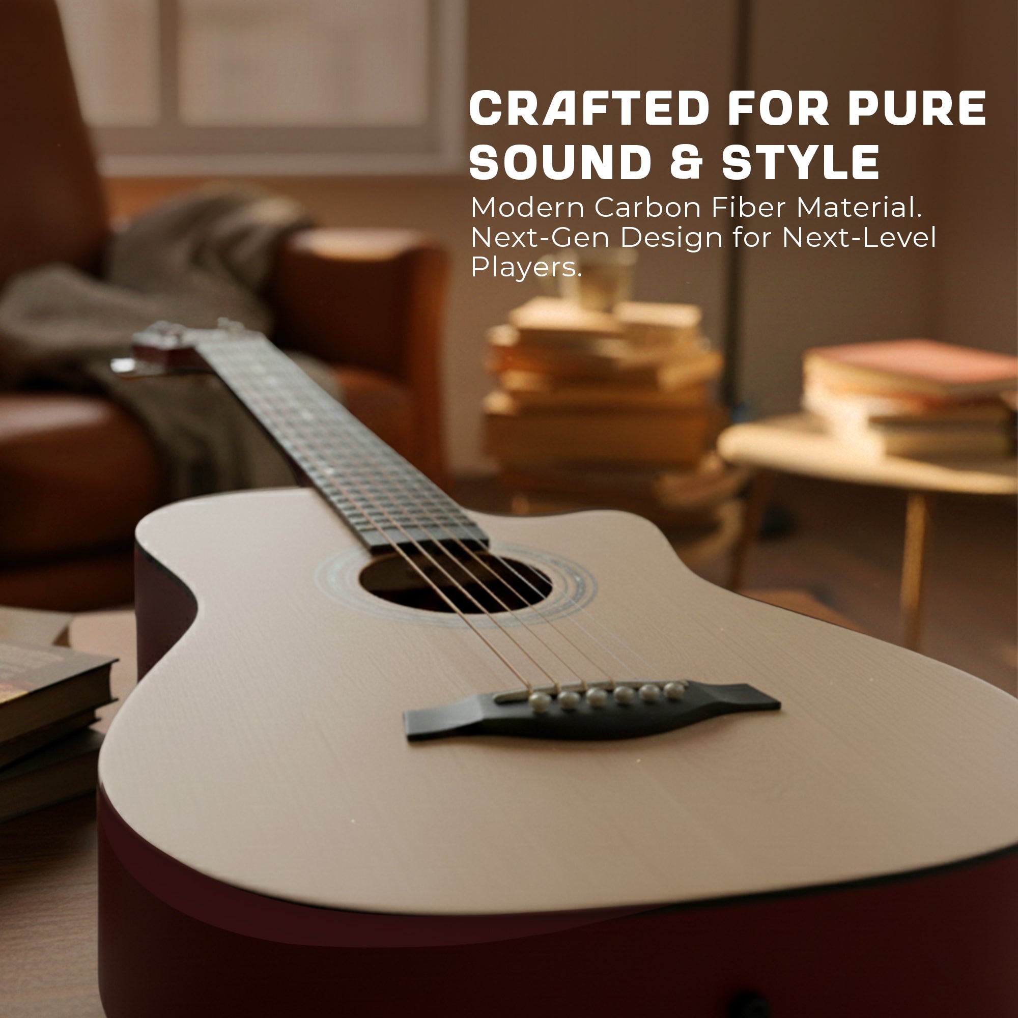Intern 38 Inch Carbon Fibre Acoustic Guitar - Natural