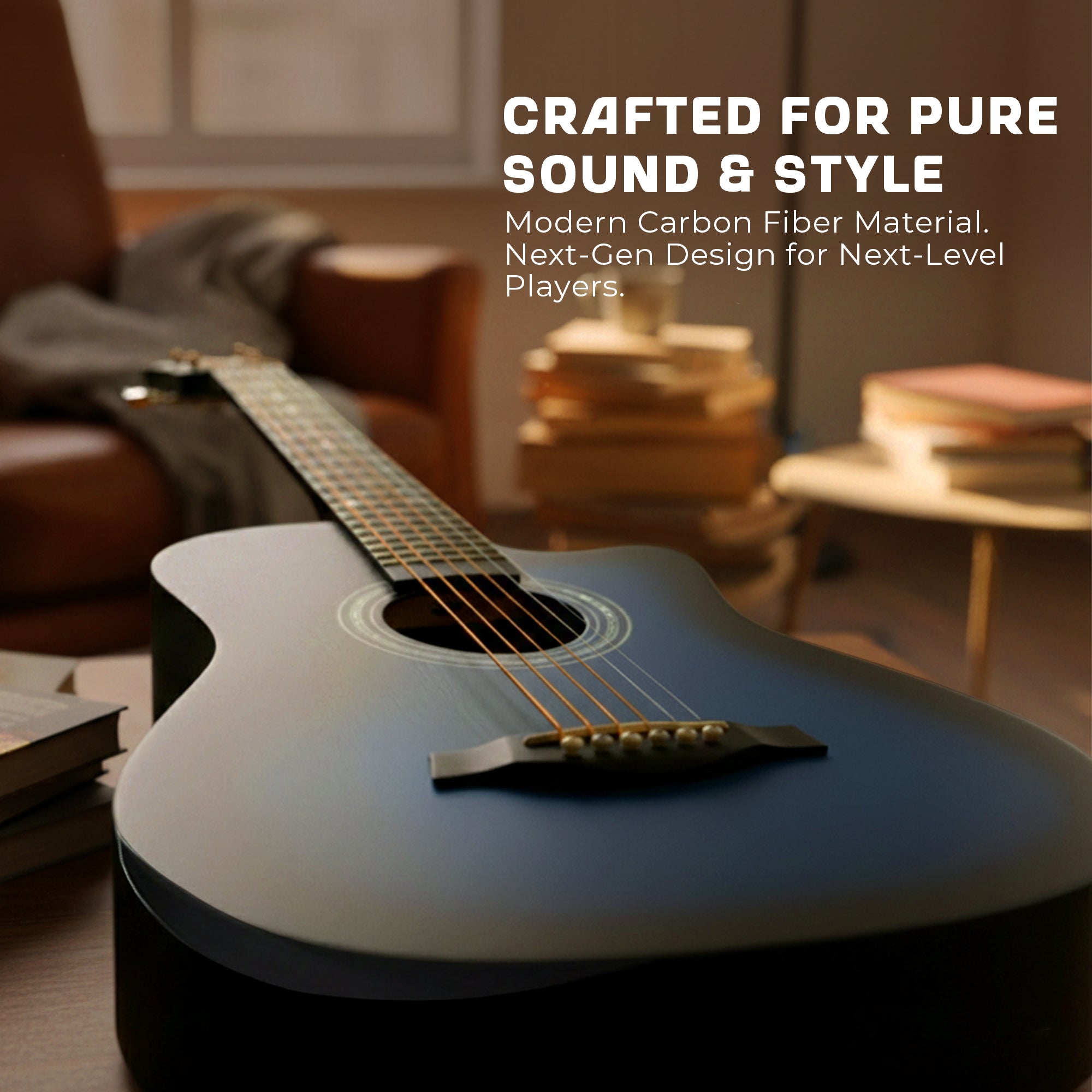 Intern 38 Inch Carbon Fibre Acoustic Guitar - Blue