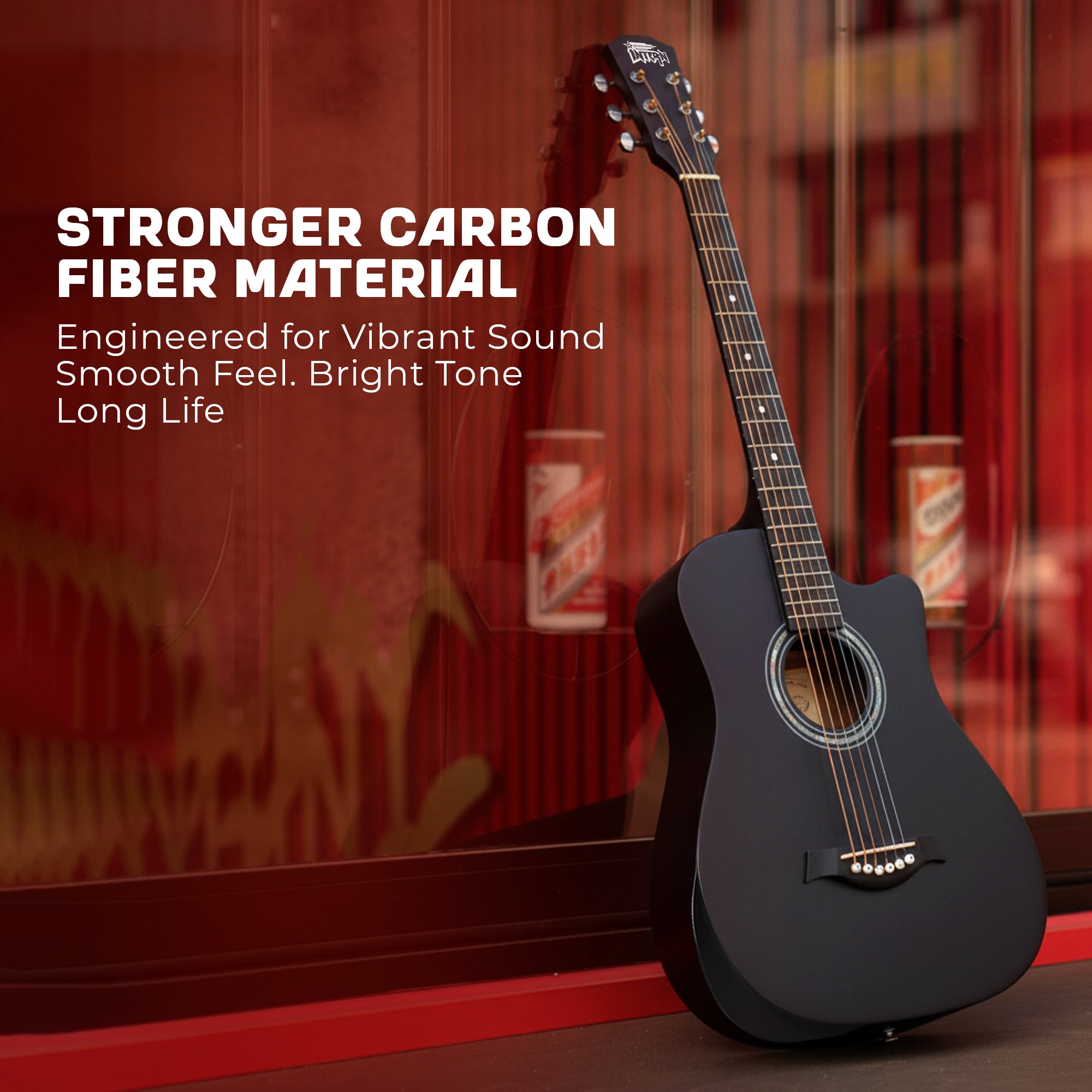 Intern 38 Inch Carbon Fibre Acoustic Guitar - Black