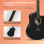 Revel 38" Cutaway Acoustic Guitar – Matte Black | Carry Bag, Picks & String Winder