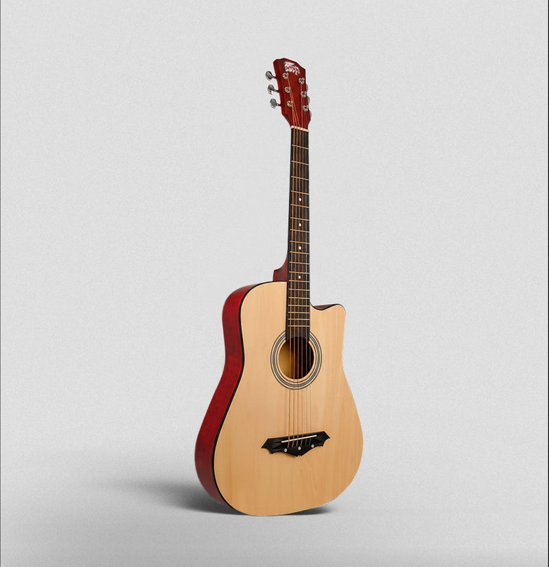 Intern INT-38C Acoustic Guitar – Natural Finish with Bag & Picks