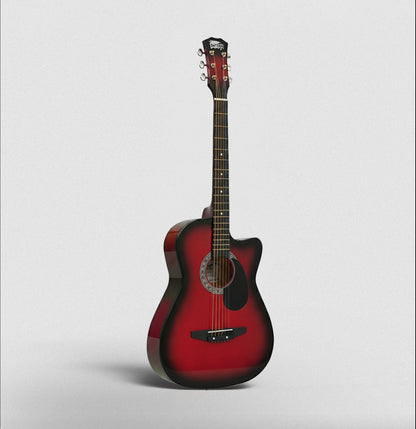Intern INT-38C Acoustic Guitar Set - Red Glossy Finish