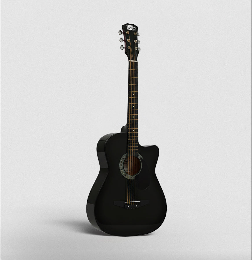 Intern INT-38C Acoustic Guitar Set - Black Glossy Finish