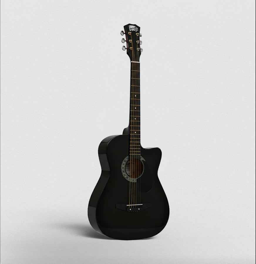Intern INT-38C-BK-G | Acoustic Guitar Set - Black Glossy Finish