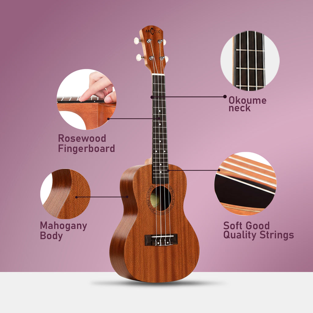 Arctic 24 Inch Soprano Ukulele with Bag & Strings