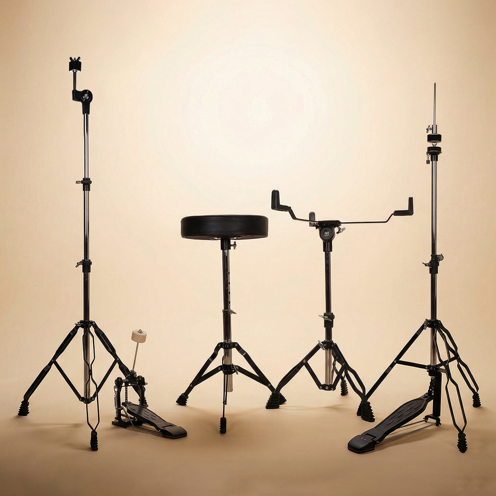 BRONZ Acoustic Drum Kit (Green) - 5 Pc Complete Drum Set with Hardware & Throne