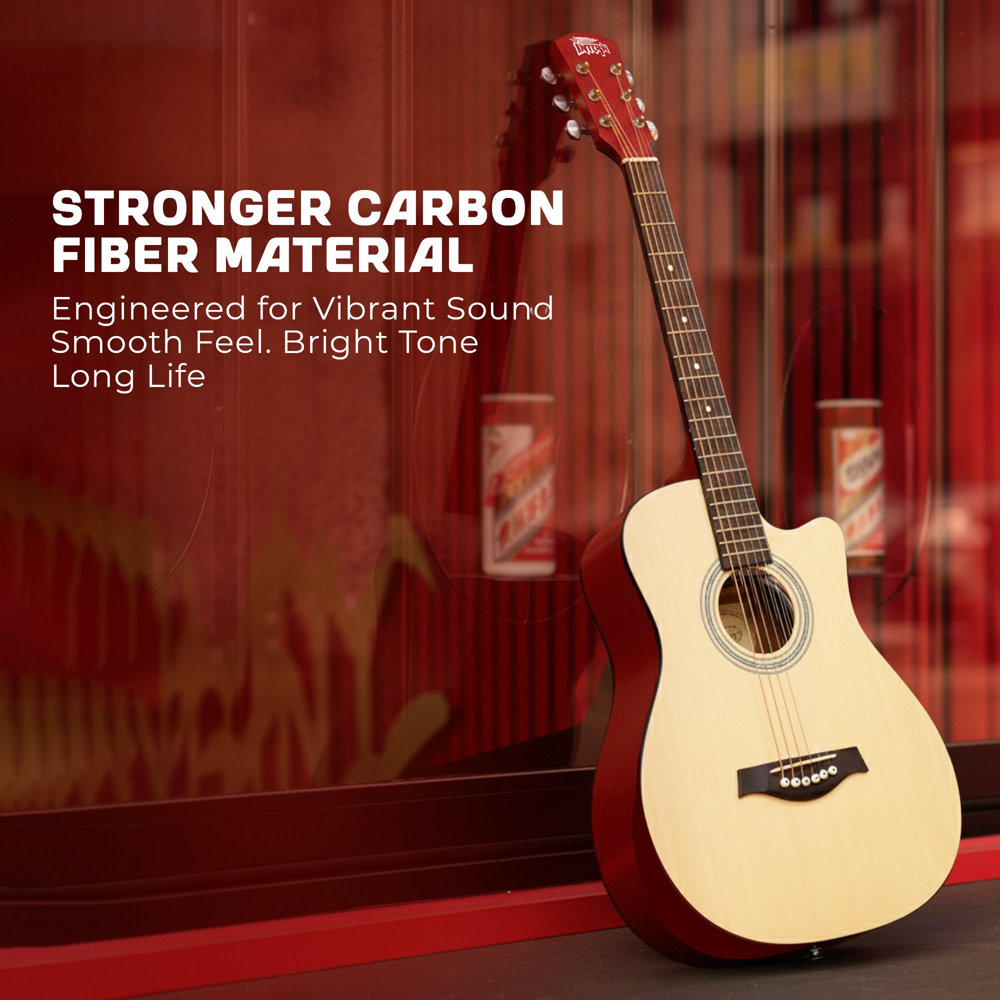 Intern 38 Inch Carbon Fibre Acoustic Guitar - Natural