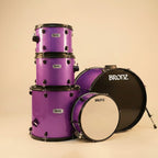BRONZ Acoustic Drum Kit (Purple) - 5 Pc Complete Drum Set with Hardware & Throne