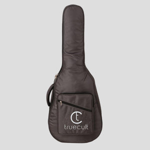 Black guitar case with 'truecult' logo on a gray background Water-resistant acoustic guitar gig bag for yamaha kadence fender 