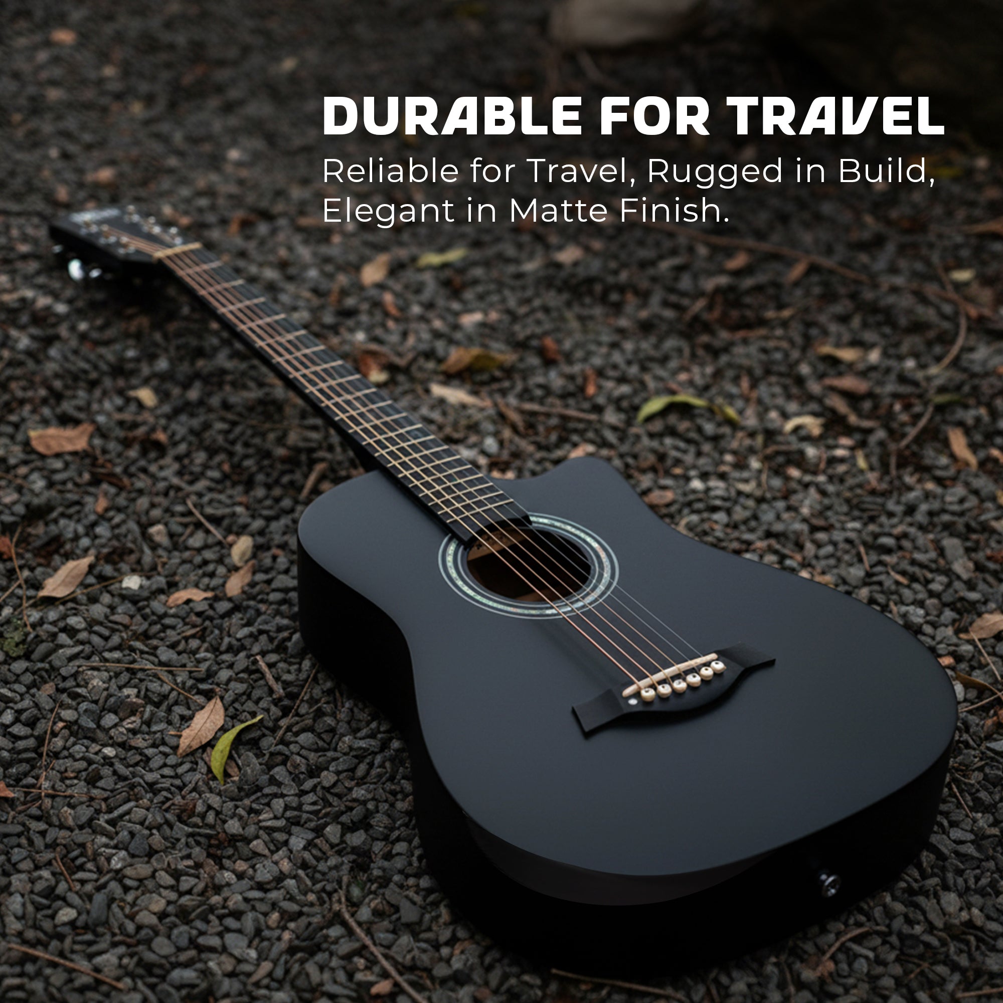 Intern 38 Inch Carbon Fibre Acoustic Guitar - Black