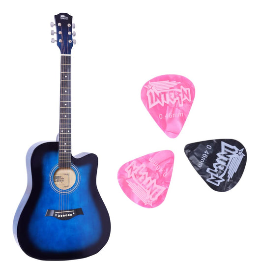 Intern 41" Cutaway 41-inch Acoustic Blue Guitar with Truss Rod | Premium Wood Build for Superior Tone & Durability | Best Bend Resistance & Tonal Stability | Includes Plectrums