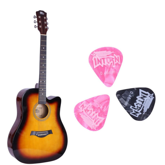 Intern 41" Cutaway 41-inch Acoustic Guitar with Truss Rod | Premium Wood Build for Superior Tone & Durability | Best Bend Resistance & Tonal Stability | Includes Plectrums