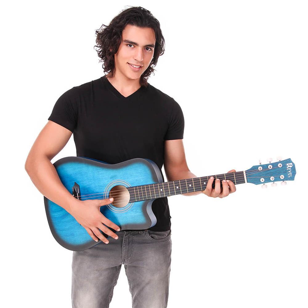 Revel RVL-38C-LGP-BLS | Acoustic Guitar – Blue Finish with Bag & Picks