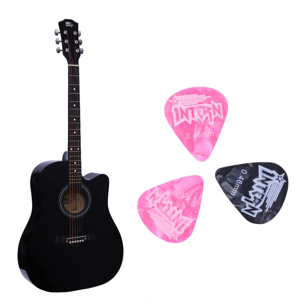 Intern 41 inch Acoustic Guitar with Picks - Black