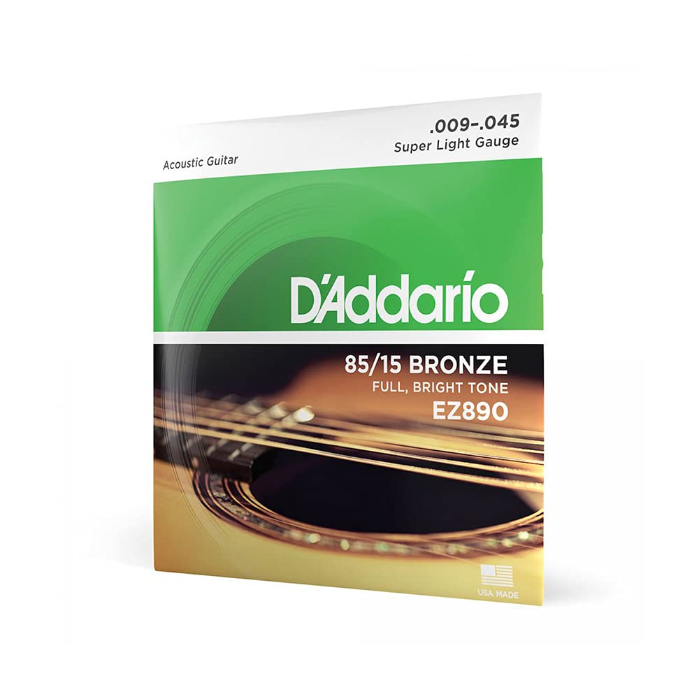 D'Addario EZ890 85/15 Bronze Acoustic Guitar Strings - Super Light 9-45