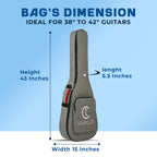 True Cult Acoustic Guitar Bag for 38-42" Guitar | Padded, Waterproof, Lightweight Travel Gig Case | Grey