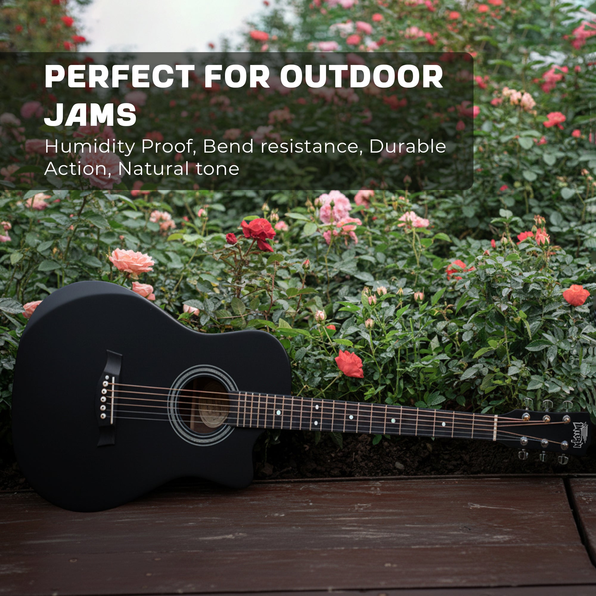 Intern 38 Inch Carbon Fibre Acoustic Guitar - Black