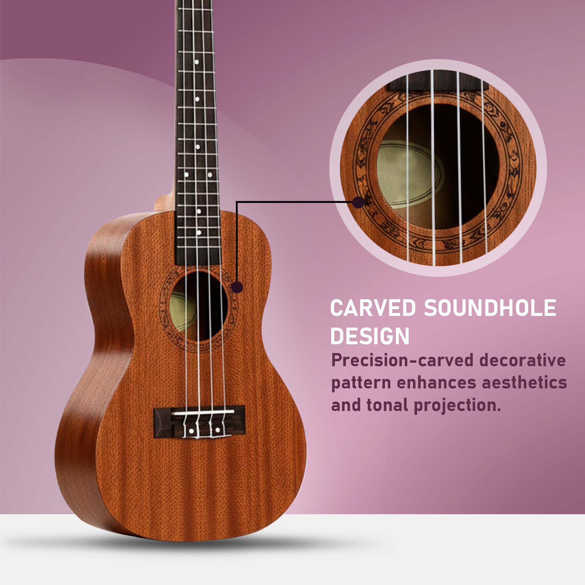 Arctic 24 Inch Soprano Ukulele with Bag & Strings