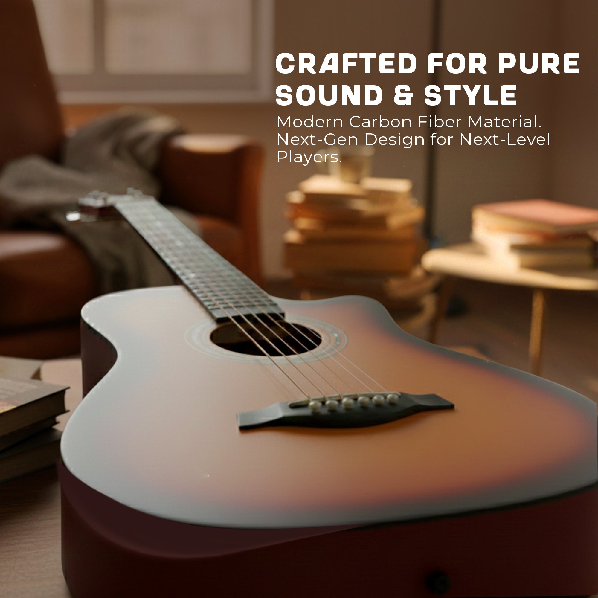 Intern 38 Inch Carbon Fibre Acoustic Guitar - Sunbrust