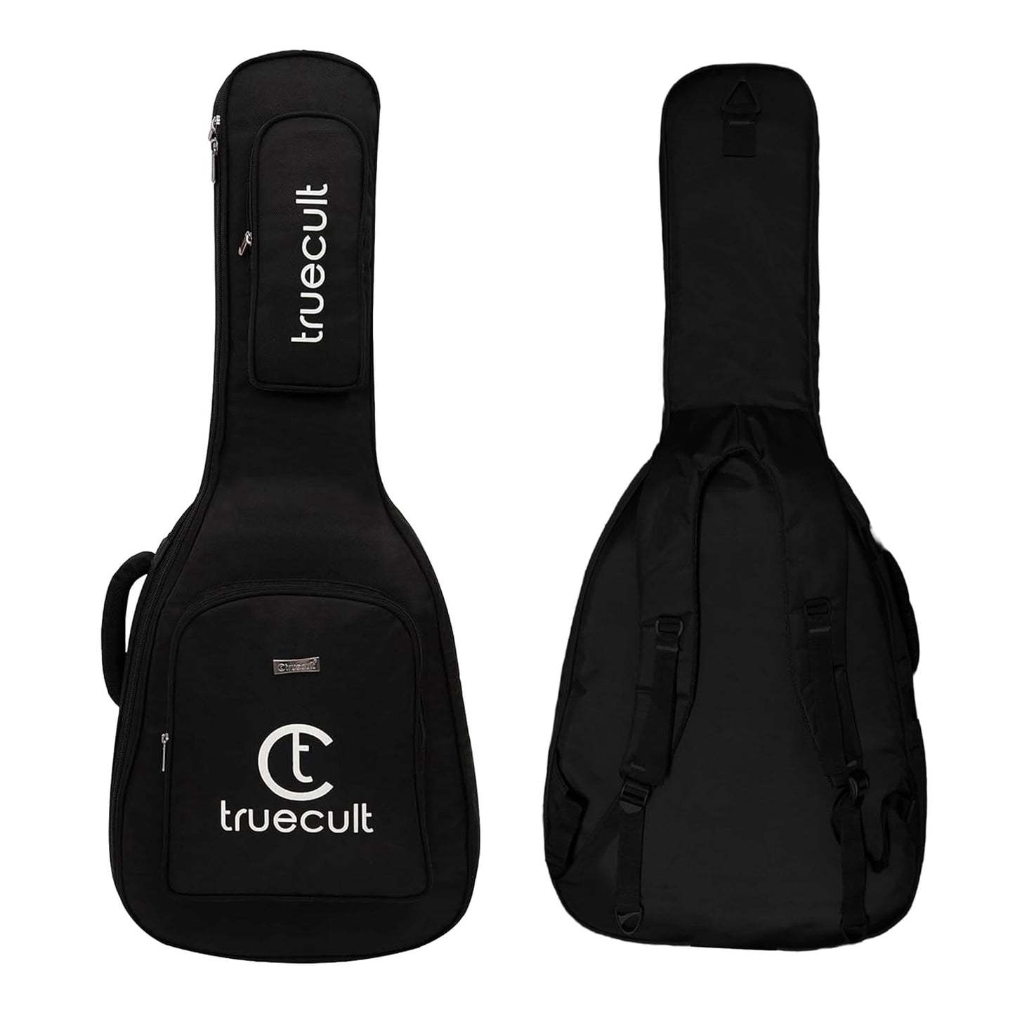 True Cult Acoustic Guitar Bag for 38-42" Guitar | Padded, Adjustable, Double Pocket Travel Gig Case | Black
