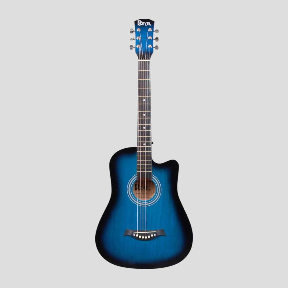 Revel 38 inch Acoustic Guitar with Bags & Picks - Blue Glossy Finish