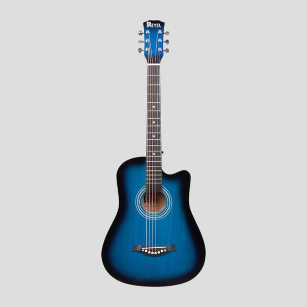 Revel 38 inch Acoustic Guitar with Bags & Picks - Blue Glossy Finish