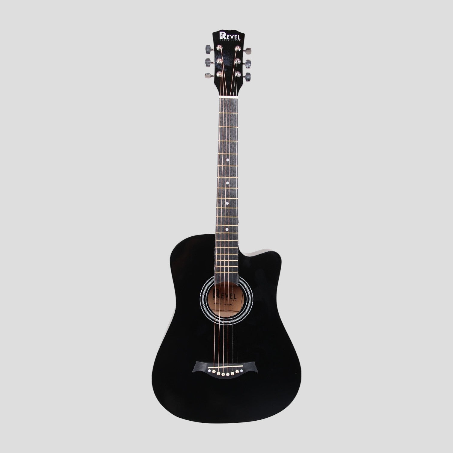 Revel 38 inch Acoustic Guitar with Bags & Picks - Black Glossy Finish