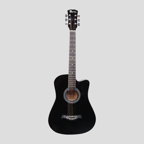 Revel 38 inch Acoustic Guitar with Bags & Picks - Black Glossy Finish